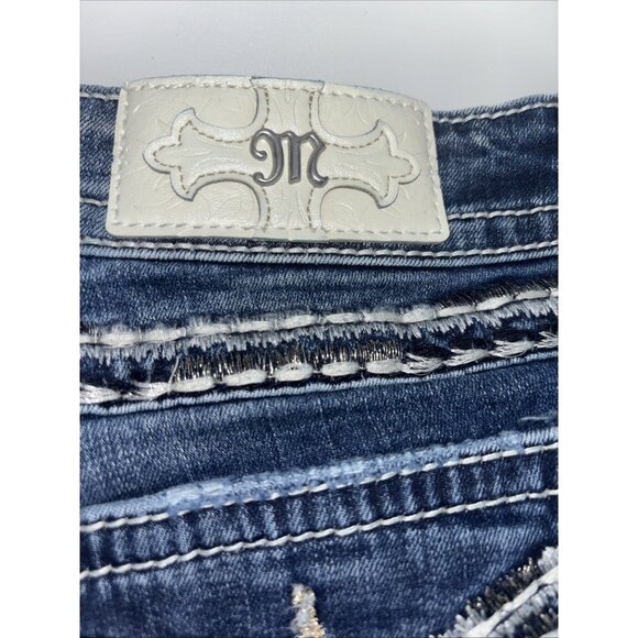 Miss Me Mid Rise Easy Crop Saddle Stitch White Tag Sz 34 EUC - Picture 4 of 12
